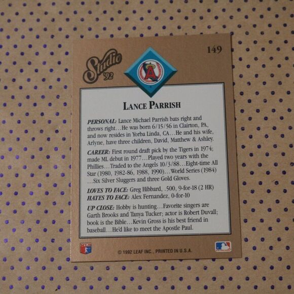 Lance Parrish #149 Baseball Card - Picture 2 of 2